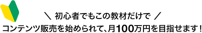 初心者でもこの教材だけでコンテンツ販売を始められて月100万円を目指せます！